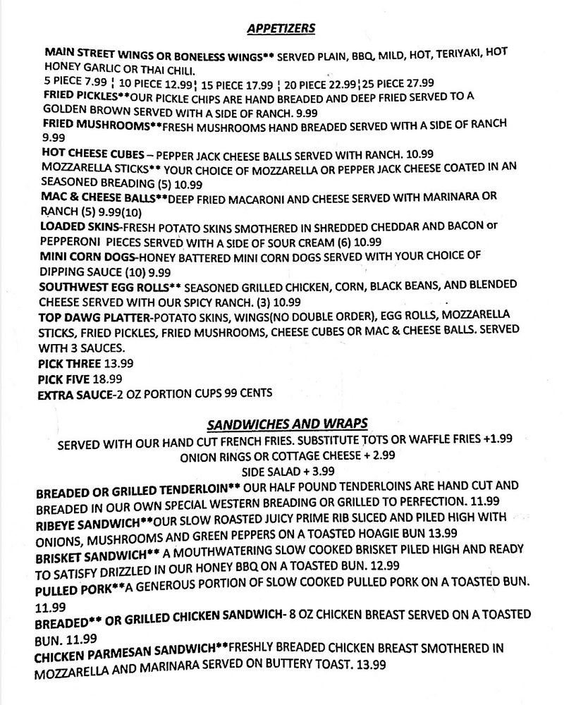 MAIN STREET GRILL 220 W Main St, Monrovia, Indiana Restaurants