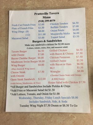 Menu photo 3 Prattsville Tavern Prattsville, NY Menu photo 3 Prattsville Tavern Prattsville, NY