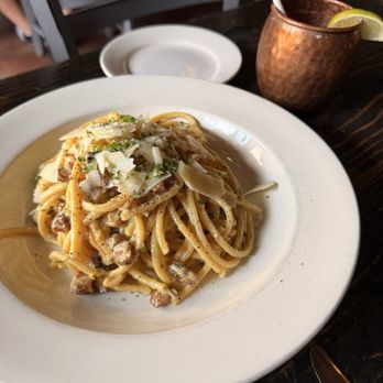 Scottadito Osteria Toscana - Bucatini Carbonara - Italian Near Me - Brooklyn, New York Scottadito Osteria Toscana - Bucatini Carbonara - Italian Near Me - Brooklyn, New York
