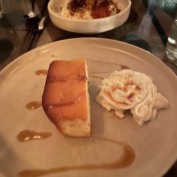 Bouche - Rhum Spiced Sponge Cake (front), Floating Island soft meringue (back) - French Near Me - San Francisco, California