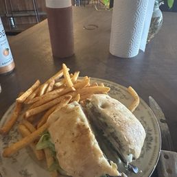 Chickie sando and fries.