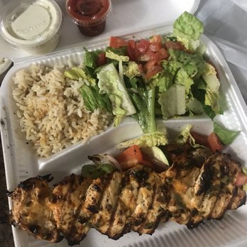 Chicken Maison - Chicken Kebab and Vegetable Kebab with side salad and rice - Mediterranean Near Me - Gardena, California