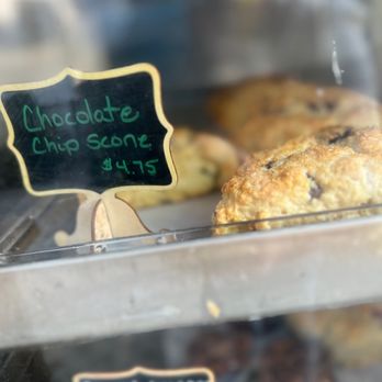 Rustic Coffee - chocolate chip scones in a display case - Coffee & Tea Near Me - Santa Monica, California
