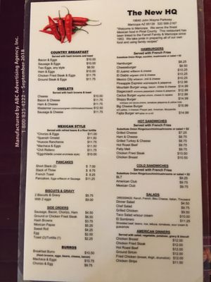 Menu photo 3 Headquarters Cafe Maricopa, AZ