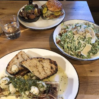 Cinderlands Warehouse - Fried chicken sandwich, Caesar salad, scallops and bone marrow entree - Breweries Near Me - Pittsburgh, Pennsylvania Cinderlands Warehouse - Fried chicken sandwich, Caesar salad, scallops and bone marrow entree - Breweries Near Me - Pittsburgh, Pennsylvania