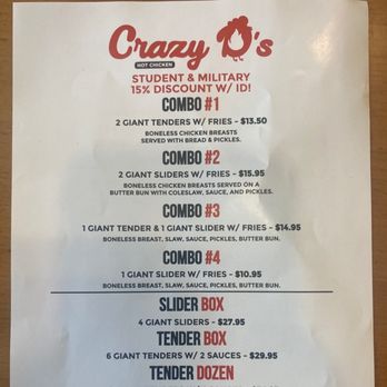Crazy D’s Hot Chicken - Menu - Chicken Shop Near Me - Reno, Nevada Crazy D’s Hot Chicken - Menu - Chicken Shop Near Me - Reno, Nevada