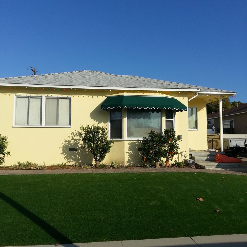 New Riviera awning with mitered corners.