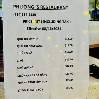 Phuong's Restaurant - Current menu (as of 10/2021) - Vietnamese Near Me - Garden Grove, California Phuong's Restaurant - Current menu (as of 10/2021) - Vietnamese Near Me - Garden Grove, California