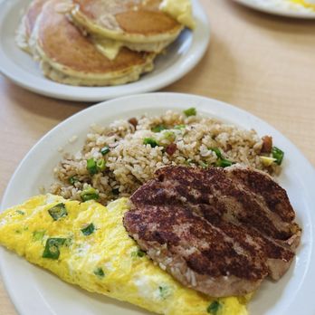 Rocky's Coffee Shop - Corned Beef Hash Breakfast w/fried rice, scrambled eggs w/green onions + coffee.. GREAT DEAL! - Breakfast & Brunch Near Me - Waipahu, Hawaii Rocky's Coffee Shop - Corned Beef Hash Breakfast w/fried rice, scrambled eggs w/green onions + coffee.. GREAT DEAL! - Breakfast & Brunch Near Me - Waipahu, Hawaii