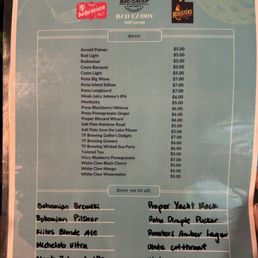 Beer menu Beer menu