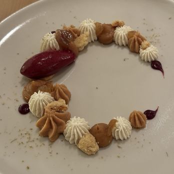 Knife Pleat - Chantilly cream, sorbet, fennel dust. Decent. Not to sweet. - French Near Me - Costa Mesa, California Knife Pleat - Chantilly cream, sorbet, fennel dust. Decent. Not to sweet. - French Near Me - Costa Mesa, California