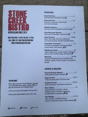 Menu photo 1 Stone Creek Bistro Blue Jay, CA Menu photo 1 Stone Creek Bistro Blue Jay, CA