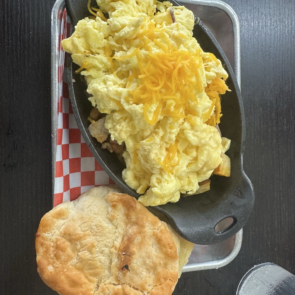 Meat Lovers Skillet with extra egg and easy on the potatoes.