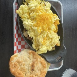 Meat Lovers Skillet with extra egg and easy on the potatoes.