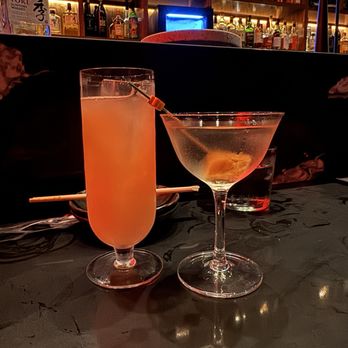 Tokyo Noir - Mocktail (ginger and yuzu) and Monochrome (savory yet fruity) - Speakeasies Near Me - Long Beach, California Tokyo Noir - Mocktail (ginger and yuzu) and Monochrome (savory yet fruity) - Speakeasies Near Me - Long Beach, California