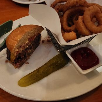 Broadway Grill - Broadway Burger upgraded with Onion Rings - American Near Me - Burlingame, California