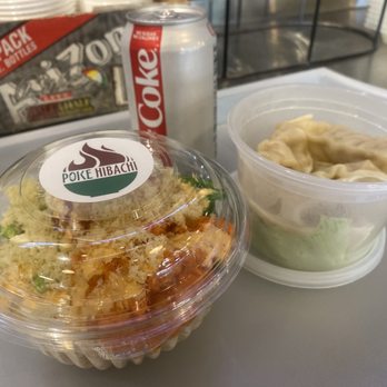 Poke Hibachi - Poke bowl with dumplings. Beverages are single serving cans or bottles. - Poke Near Me - West Lafayette, Indiana Poke Hibachi - Poke bowl with dumplings. Beverages are single serving cans or bottles. - Poke Near Me - West Lafayette, Indiana