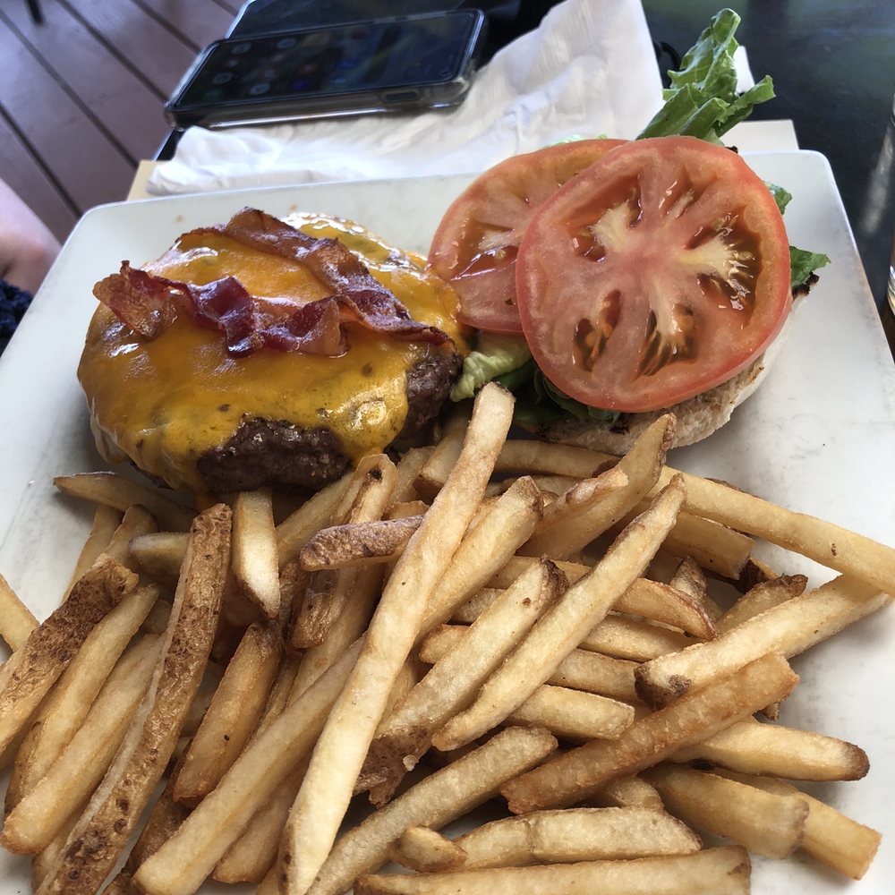 Crossroads Bar & Grille - Bacon cheeseburger. Fries - Bars Near Me - Lansing, New York