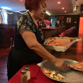 Marco's Family Restaurant - Ester packing up our pizza to bring home! - Pizza Near Me - Imperial Beach, California
