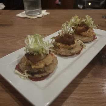Ulele - Fried green tomato "BLT" appetizer - New American Near Me - Tampa, Florida Ulele - Fried green tomato "BLT" appetizer - New American Near Me - Tampa, Florida