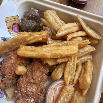 Disco Chicken & Donuts - Full Monty w fries and disco sauce - Gluten-Free Near Me - Knoxville, Tennessee Disco Chicken & Donuts - Full Monty w fries and disco sauce - Gluten-Free Near Me - Knoxville, Tennessee