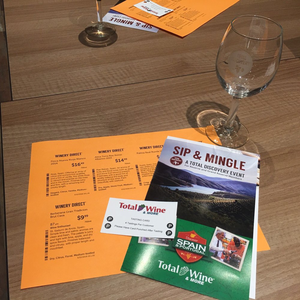 Total Wine & More - "Discover Spain & Portugal" Sip & Mingle Event on 5/12/2016 - Complimentary wine glass, reading material about wines + sampling punch card. - Beer, Wine & Spirits Near Me - West Orange, New Jersey