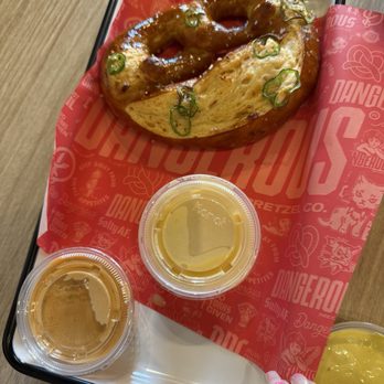 Dangerous Pretzel - Spicy Bee with  Hot Ranch & Dangerous Dip - Pretzels Near Me - Salt Lake City, Utah