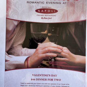 Original Napoli - Memorial Dr - This is a wonderful Valentine special I'm definitely coming back free appetiser and two drinks and wholemeal for one price. I love it - Italian Near Me - Houston, Texas Original Napoli - Memorial Dr - This is a wonderful Valentine special I'm definitely coming back free appetiser and two drinks and wholemeal for one price. I love it - Italian Near Me - Houston, Texas