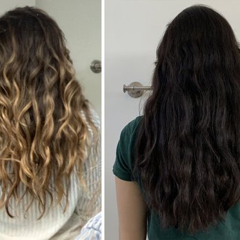 Joanne Harris Salon - Before: balayage, After: back to natural root color - Hair Stylists Near Me - Beverly Hills, California