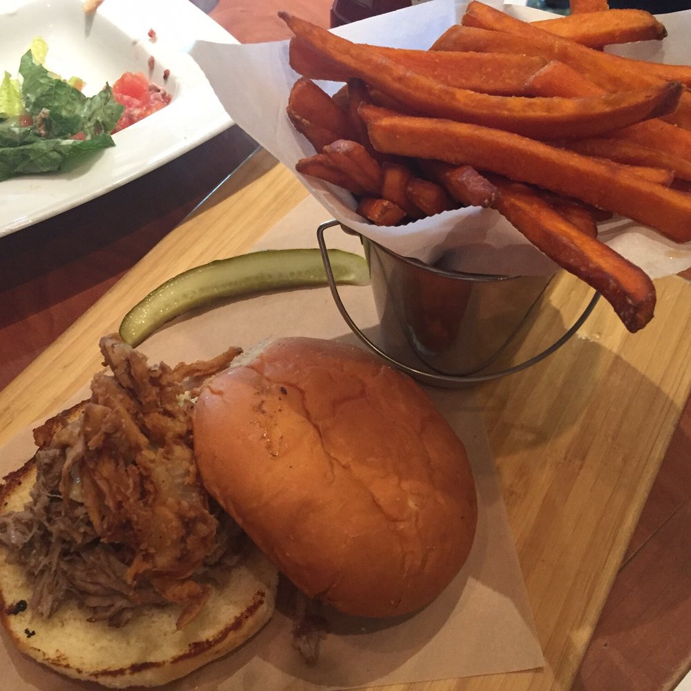PGA Tour Grill - Waialea- Kalua pork, coleslaw and crispy onions with sweet potato fries - Bars Near Me - Honolulu, Hawaii PGA Tour Grill - Waialea- Kalua pork, coleslaw and crispy onions with sweet potato fries - Bars Near Me - Honolulu, Hawaii
