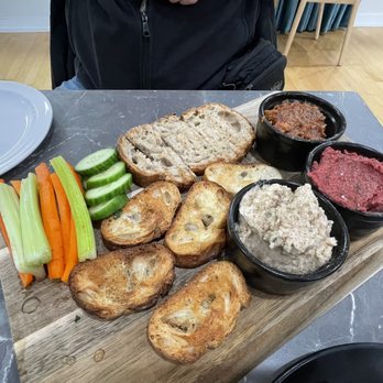 Khepri Kitchen Plus Coffee - Trio of spreads - eggplant, beet and white bean - Coffee & Tea Near Me - Mount Prospect, Illinois