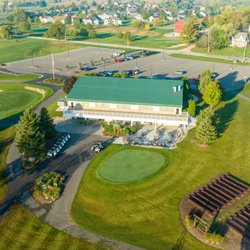 Kestrel Ridge Golf Course - Outdoor Patio, Wedding Ceremony Site, and Clubhouse.