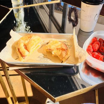 Fair Trade Cafe - I got the croissant breakfast sandwich lavender oat milk latte - Coffee & Tea Near Me - Phoenix, Arizona