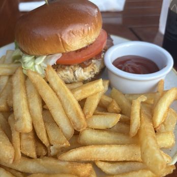 Off the Hook - Crab Cake Burger with French Fries - Lounges Near Me - Kapolei, Hawaii Off the Hook - Crab Cake Burger with French Fries - Lounges Near Me - Kapolei, Hawaii