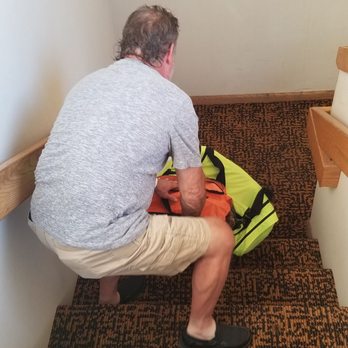 Quality Inn - My husband rolling our luggage down a flight of steps because there is no elevator here. - Hotels Near Me - Lockport, New York Quality Inn - My husband rolling our luggage down a flight of steps because there is no elevator here. - Hotels Near Me - Lockport, New York