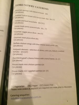 Menu photo 1 Lord Newry Hotel Fitzroy North, VIC Menu photo 1 Lord Newry Hotel Fitzroy North, VIC