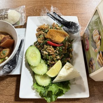 Snackboxe Bistro - Laap with fried fish - Laotian Near Me - Duluth, Georgia
