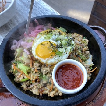 Surisan - Dolsot Bibimbap with chicken mango sausage, $26. Recommended! - Korean Near Me - San Francisco, California Surisan - Dolsot Bibimbap with chicken mango sausage, $26. Recommended! - Korean Near Me - San Francisco, California