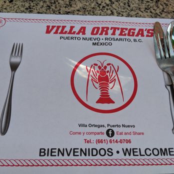 Villa Ortega's - Place mat - Seafood Near Me - Puerto Nuevo, BCN Villa Ortega's - Place mat - Seafood Near Me - Puerto Nuevo, BCN