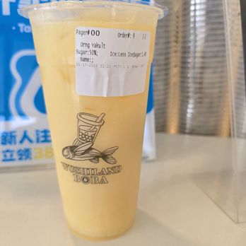 Wushiland Boba - This is Orange Yakult no topping, 50%sugar, and less ice... very refreshing - Bubble Tea Near Me - San Diego, California Wushiland Boba - This is Orange Yakult no topping, 50%sugar, and less ice... very refreshing - Bubble Tea Near Me - San Diego, California