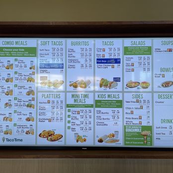 Taco Time - Menu as of aug 2021 - Mexican Near Me - Tacoma, Washington