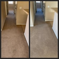 Caring Carpet Care - Before and after photos of a carpet patch