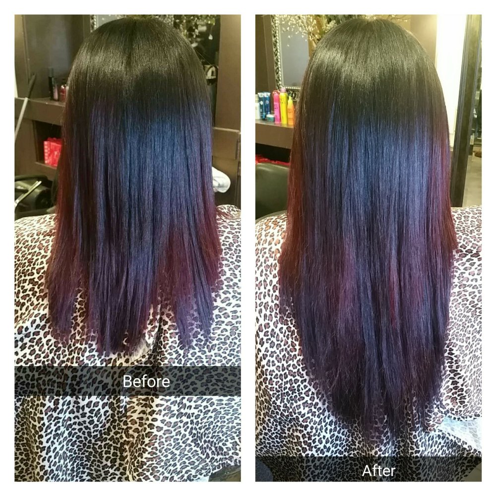 Perfect Locks - Before & after I used lengths 14" & 18" in straight color 1B Custom colored them to match her hair - Hair Extensions Near Me - Walnut Creek, California Perfect Locks - Before & after I used lengths 14" & 18" in straight color 1B Custom colored them to match her hair - Hair Extensions Near Me - Walnut Creek, California