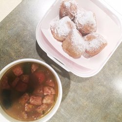 Beignets and chicken & sausage gumbo