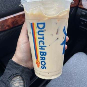 Dutch Bros Coffee - Medium Iced Salted Caramel Protein Latte - Coffee & Tea Near Me - Lakewood, Washington