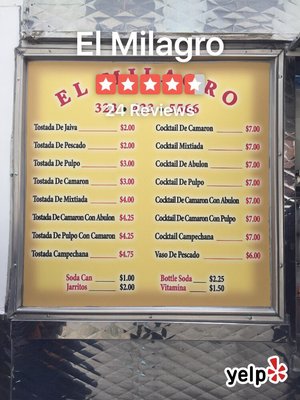 Menu photo 2 El Milagro Los Angeles, CA