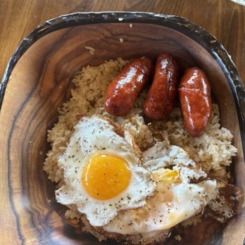 Kasama - Silog Bowl - Garlic rice, 3 Longanisa, and 2 fried eggs:) - Filipino Near Me - Beaumont, California Kasama - Silog Bowl - Garlic rice, 3 Longanisa, and 2 fried eggs:) - Filipino Near Me - Beaumont, California