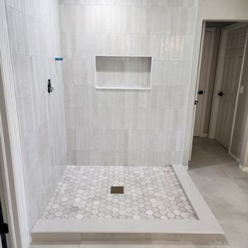 Distinctive Tile & Marble - Small format Subway tile Master shower remodel - Tiling Near Me Distinctive Tile & Marble - Small format Subway tile Master shower remodel - Tiling Near Me