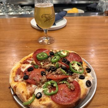 Trophy Brewing - My make your own pizza w/ a Brilliant - Bars Near Me - Raleigh, North Carolina