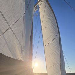Halcyon Days Sailing Charters - Salacia sails during a sunset sail. Mahe 36 evolution